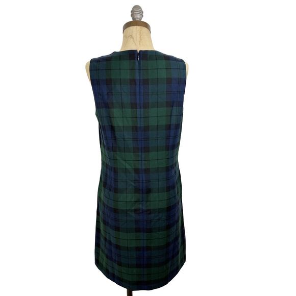 J.CREW Black Watch Sleeveless V-Neck Shift Dress 6 Blue Green Plaid NWT B19 - Picture 4 of 6